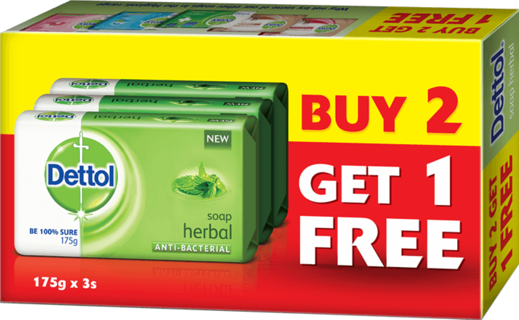 DETTOL SOAP HERBAL 165G 3s